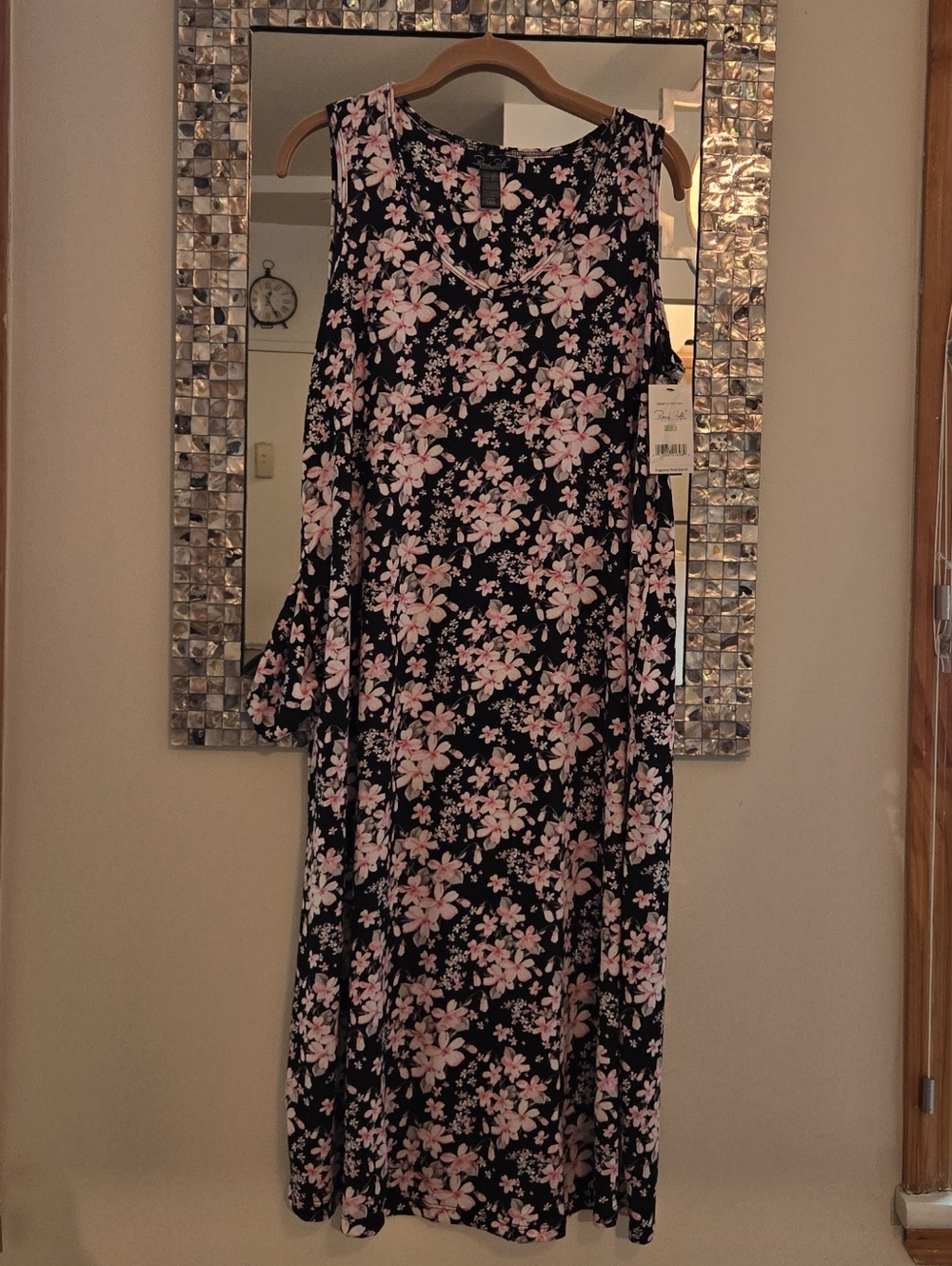 Renee Rolf Black Floral Sleeveless Nightgown
